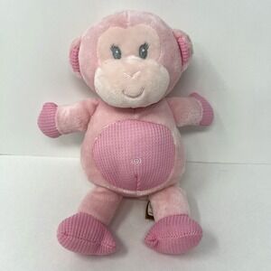 Toodles Lovey Baby Toy Monkey pink Plush 2314 Rattle Waffle Knit First Main 10"